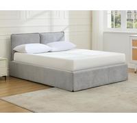 Lit coffre déhoussable 140 x 190 cm - Tissu - Gris clair - TENESE