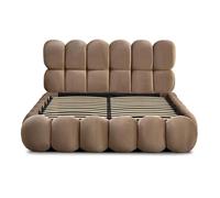 Lit-coffre design boule Bilbola avec sommier relevable 180x200cm Velours Taupe