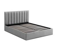 MENZZO Lit Coffre Songe + Sommier Tissu Gris 160cm - Tissu L169 x P217 x H112 cm