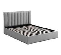 MENZZO Lit Coffre Songe + Sommier Tissu Gris 160cm - Tissu L169 x P217 x H112 cm