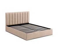 MENZZO Lit Coffre Songe + Sommier Tissu Beige 180cm - Tissu L189 x P217 x H112 cm