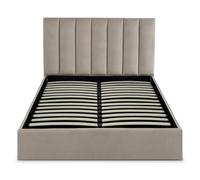 Lit Coffre Design Velours "Songa" 140x190cm Taupe