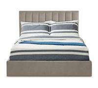 MENZZO Lit Coffre Songe + Sommier Velours Taupe 140cm - Velours L148 x P207 x H112 cm