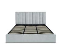 Lit Coffre Design Velours "Songa" 180x200cm Argent