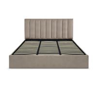 MENZZO Lit Coffre Songe + Sommier Velours Taupe 180cm - Velours L189 x P217 x H112 cm