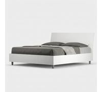 Lit coffre double 160 x 190 cm tête de lit design blanc Demas Nod