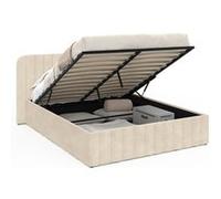 Lit coffre double ALBA avec tête de lit et sommier 140 x 190 cm velours beige Beige G