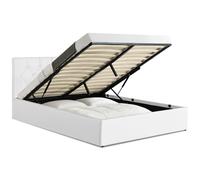 IDMARKET - Lit coffre double AUSTIN - tête de lit et sommier 140 x 190 cm - PVC blanc