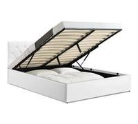 IDMARKET Lit coffre double AUSTIN tête de lit et sommier 160 x 200 cm PVC blanc