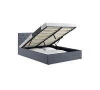 IDMarket - Lit coffre double Austin avec tête de lit et sommier 160 x 200 cm PVC gris