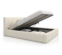 IDMarket - Lit Coffre Double Jade avec sommier 140 x 190 cm Velours côtelé Beige