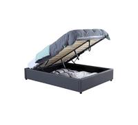 Lit coffre double MIAMI avec sommier 140 x 190 cm PVC gris