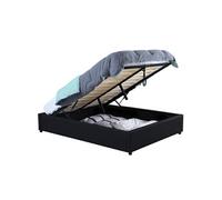IDMarket Lit coffre double MIAMI avec sommier 140 x 190 cm PVC noir
