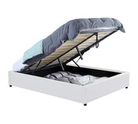 IDMarket - Lit coffre double Miami - sommier 160 x 200 cm - PVC blanc