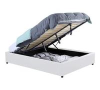 IDMarket - Lit coffre double Miami - sommier 160 x 200 cm - PVC blanc