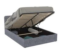 Lit Coffre Double Norfolk Avec Tête De Lit Et Sommier 140 X 190 Cm Tissu Gris Anthracite Gris