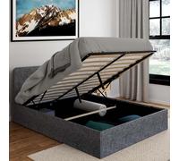 IDMarket - Lit Coffre Double Norfolk avec tête de lit et sommier 140 x 190 cm Tissu Gris Anthracite