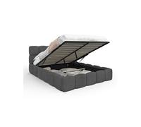 IDMarket - Lit Coffre Double Nuage avec tête de lit matelassée et sommier 140 x 190 cm Velours Gris