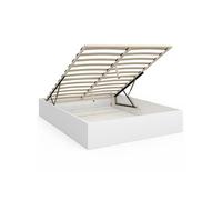 IDMarket - Lit Coffre Double SANDSIDE avec sommier 140 x 190 cm Blanc