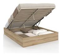 IDMarket - Lit Coffre Double SANDSIDE avec sommier 140 x 190 cm hêtre