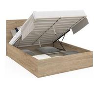IDMarket Lit coffre double Seaside – tête de lit et sommier 140x190 cm façon hêtre