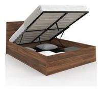 IDMarket - Lit Coffre Double Seaside avec tête de lit et sommier 140 x 190 cm Effet Noyer