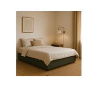 Lit coffre en velours côtelé grosses côtes kaki 140x190