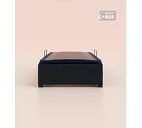 Lit coffre enfant 90x190 cm - Noir Anthracite - Grand volume de rangement - Ouverture sécurisée - Acier recyclable et lattes en bouleau - Tediber