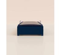Lit coffre enfant 90x200 cm - Bleu - Grand volume de rangement - Ouverture sécurisée - Acier recyclable et lattes en bouleau - Tediber