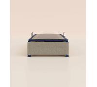 Lit coffre enfant 90x200 cm - Gris - Grand volume de rangement - Ouverture sécurisée - Acier recyclable et lattes en bouleau - Tediber