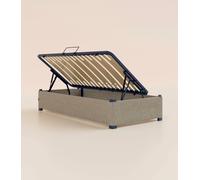 Lit coffre enfant 90x200 cm Plus - Gris - Grand volume de rangement - Ouverture sécurisée - Acier recyclable et lattes en bouleau - Tediber