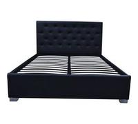 Lit coffre habitat et jardin 142 x 192 x 28 cm en chrome sommier a lattes pour 2 personnes de couleur noir Noir G