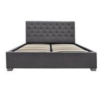 Lit coffre habitat et jardin 162 x 202 x 28 cm en contreplaque sommier a lattes pour 2 personnes de couleur gris Gris G