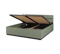 Lit Coffre Havana 180x200 cm - Coloris Vert Sauge et Noir - Lit Moderne avec Rangement intégré