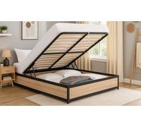 Lit coffre industriel Boston de Sampur : 140 x 190 cm / Bois clair / Lit seul