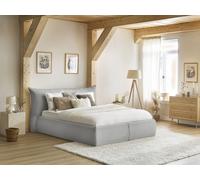 Lit coffre JADE avec tête de lit effet oreiller gros côtelé doux gris clair 140x190 BOBOCHIC 140x190 Gris clair