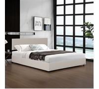 Lit coffre Juva rembourré avec velours côtelé 160 x 200 cm beige Corium