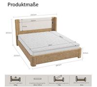 Lit coffre king size 180x200 avec vérin hydraulique 750 N LED 7 couleurs télécommande velours beige ORVRYN
