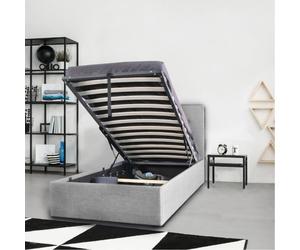 Lit coffre - LEQUAIDESAFFAIRES - PARMA 90x190 - Grand coffre de rangement - Gris clair