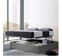 Lit Coffre Lounge 140 x 190 by Sampur | Gris | Grand Coffre de Rangement - Sommier à Lattes à Ouverture Horizontale - Design