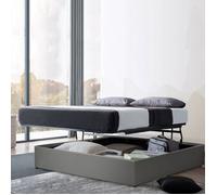Lit Coffre Lounge 160 x 200 by Sampur | Gris | Grand Coffre de Rangement - Sommier à Lattes à Ouverture Horizontale - Design