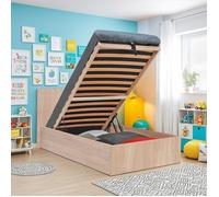 Lit coffre MADRID 90x190 + 1 sommier / Décor Chêne Blanchi