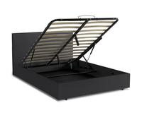 Lit Coffre Majestueux - SAMPUR - 180x200 Noir - Simili Cuir - Rangement Pratique Space-D