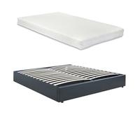Lit coffre Nola avec matelas 160 x 200 cm simili noir