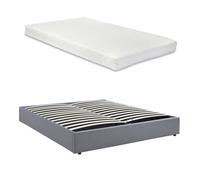 Lit coffre Nola avec matelas 160 x 200 cm tissu gris