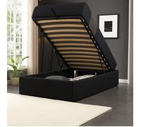 Lit Coffre - NUIT D'OR - Manon - Noir - 90x200 cm - 12 Lattes - PVC Simili