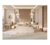 Lit coffre Orlane 160 x 200 cm avec sommier à lattes relevable Crème