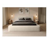 Lit coffre ORLANE - Beige Velours de dune - 180x200 cm - Sommier relevable - Design haut de gamme