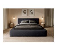 Lit coffre ORLANE - Noir Ardoise polaire - 140x200 cm - Sommier relevable - Design haut de gamme