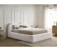 Lit coffre ORLANE tissu bouclette blanc 160x200 BOBOCHIC 160x200 Blanc